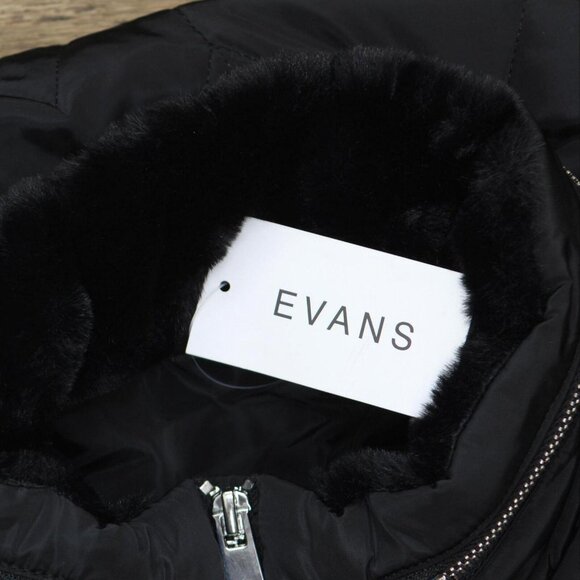 NWT Evans Womens Plus Size Faux Fur Collar Padded Coat 211224 18W Black - Picture 4 of 5